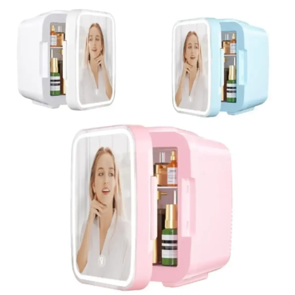 Mini Refrigerador Cosmético con Espejo LED