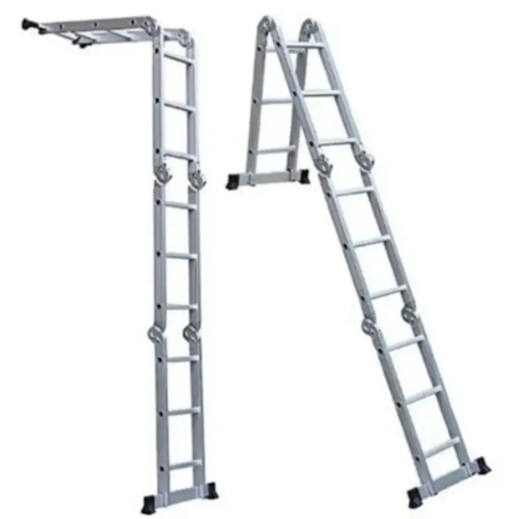 Escalera Plegable Multifuncional De 12 Pasos En Aluminio