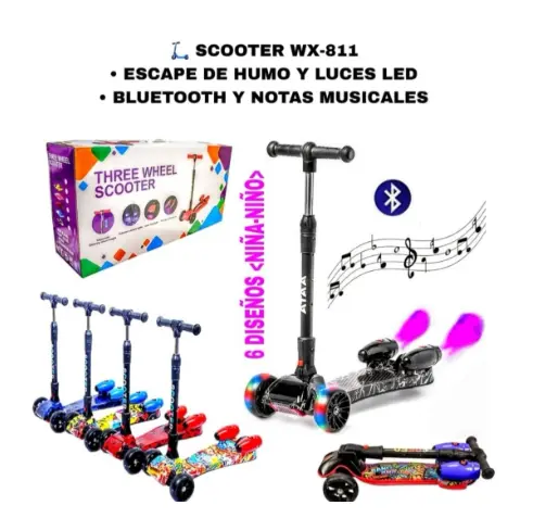 Monopatín para niños con humo y luces led